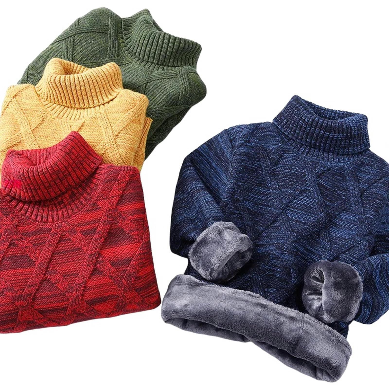 Zonto Ropa Interior de Invierno para niños Suéter De Cuello Alto para Niños De Invierno, Suéter De Otoño Engrosado De Terciopelo para Niños, Blusa para Niños, Ropa para Niños-K-7-8T (Talla 140)