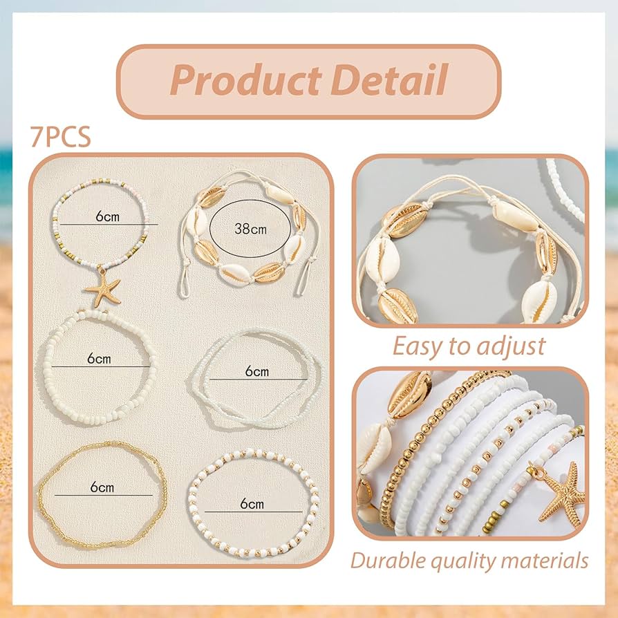 Muschel Armbänder Damen Set - Boho Style Mit Perlen