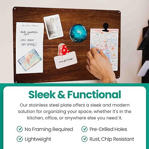 Miniatura 7 de MagGrip - Placa grande de acero inoxidable para imanes, parte trasera adhesiva 3M, tornillos de montaje - Ideal para estantes magnéticos, soportes