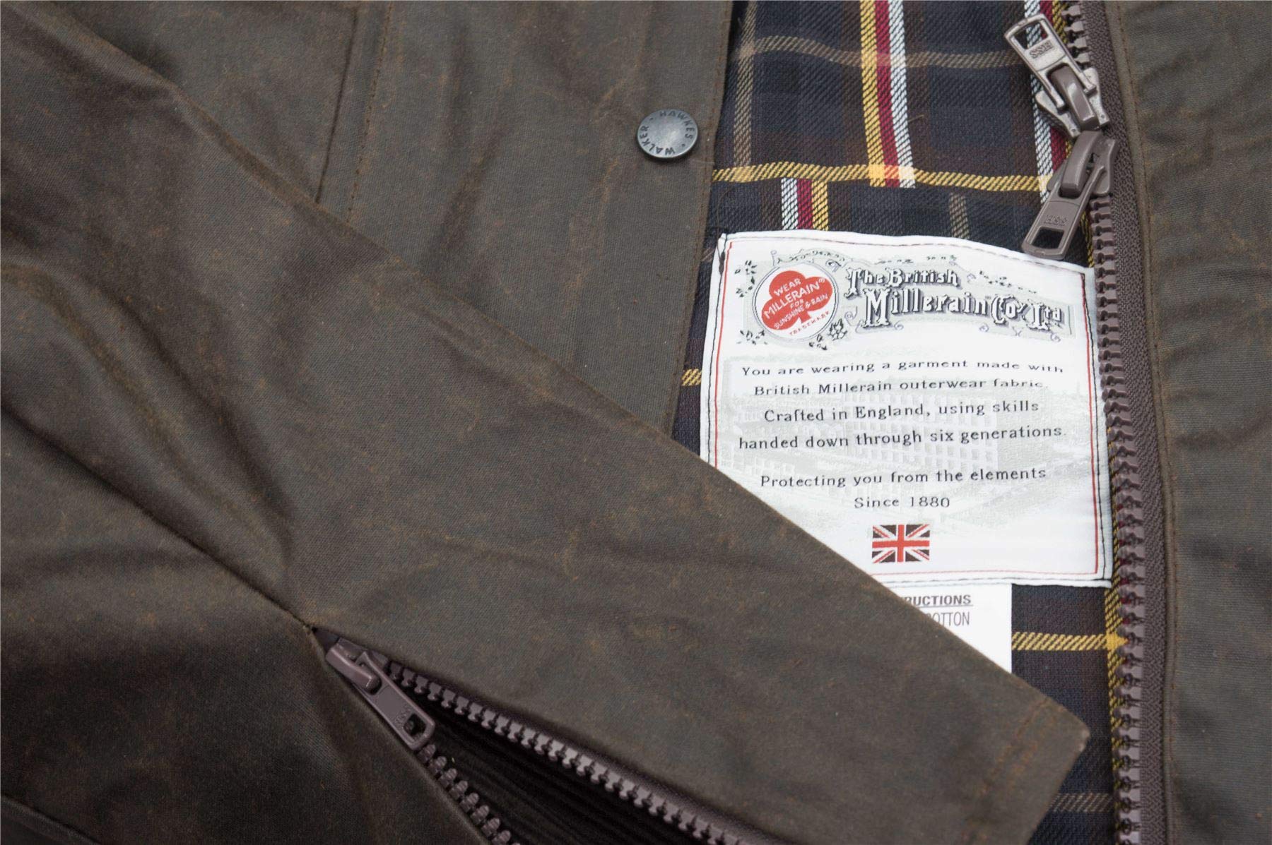 WALKER AND HAWKES Katrina - Damen Outdoor-Jacke mit 3/4-Länge - 100% gewachste Baumwolle - Braun