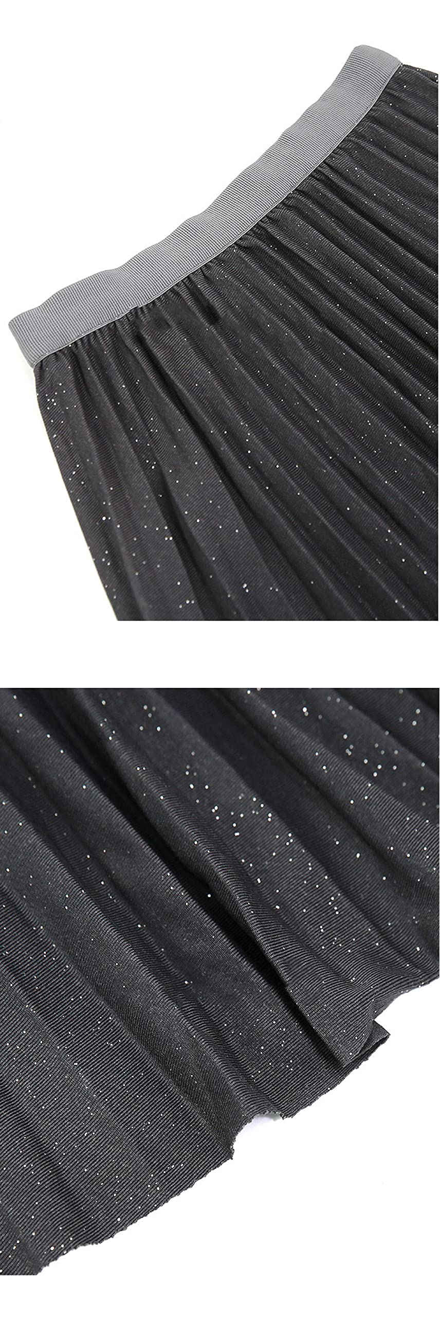 Faldas De Invierno para Mujer, Faldas De Invierno Negras Elegantes para Mujer Cintura Elástica Midi Faldas De Talle Alto para Mujer Faldas Plisadas De Una Línea(Black One Size)