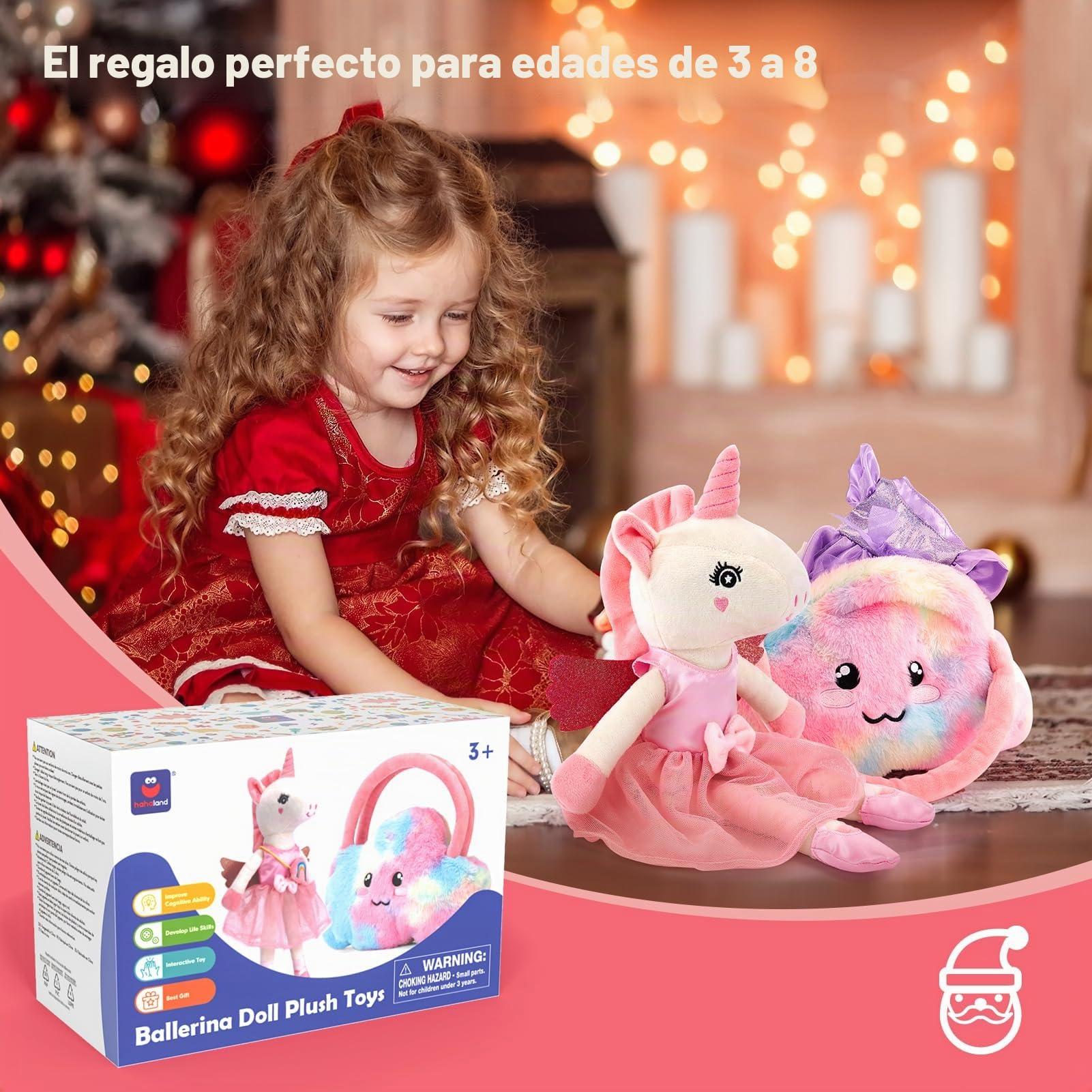 hahaland Unicornios Peluche Juguetes Niña 3 años - Muñeca para Vestir con 3 Set de Ropa y Bolsa, Unicornio Precioso Regalos Niña 3 4 5 6 años