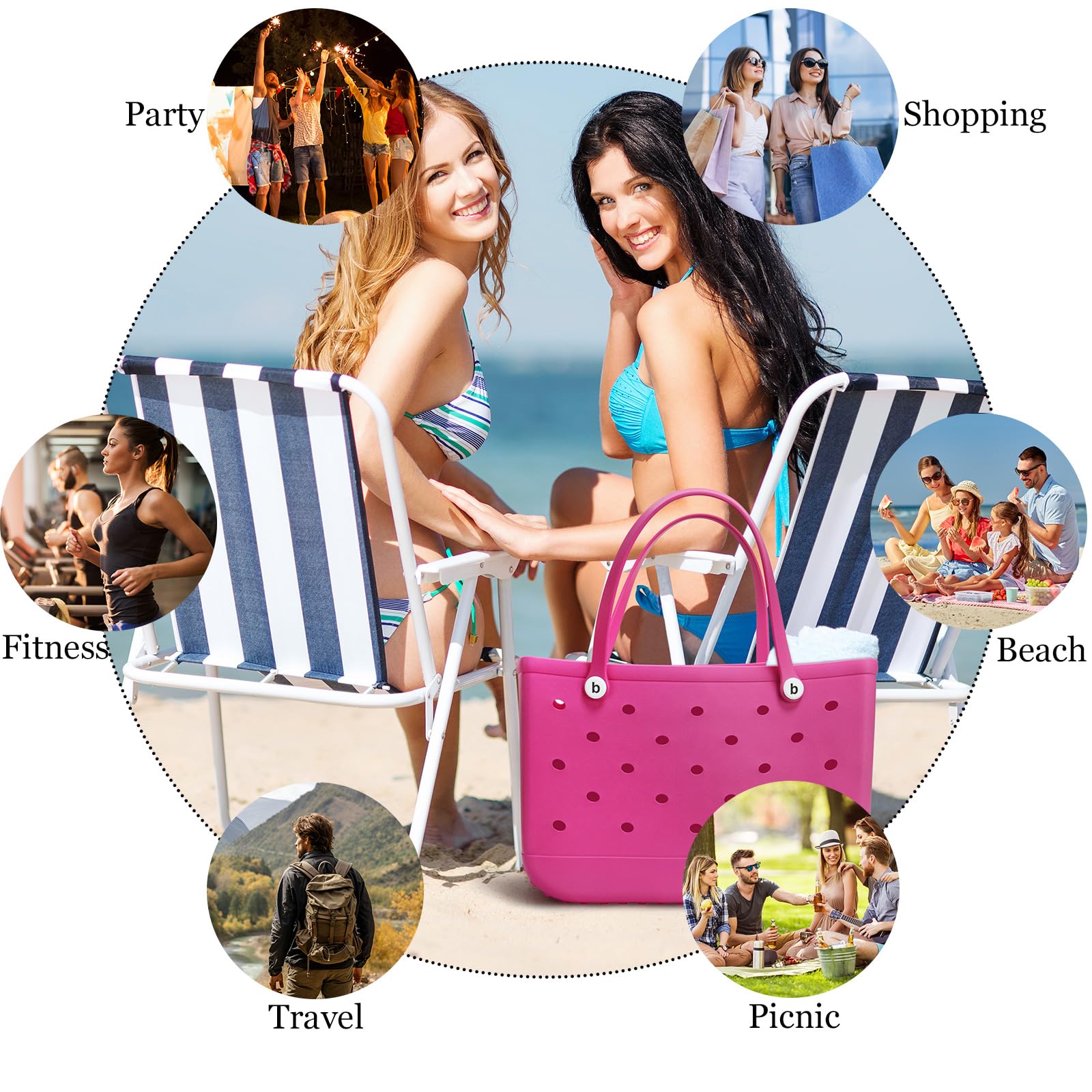EVA Beach Tote Bag - Borsa tote impermeabile lavabile a prova di punta durevole aperta per la spiaggia barca piscina sport