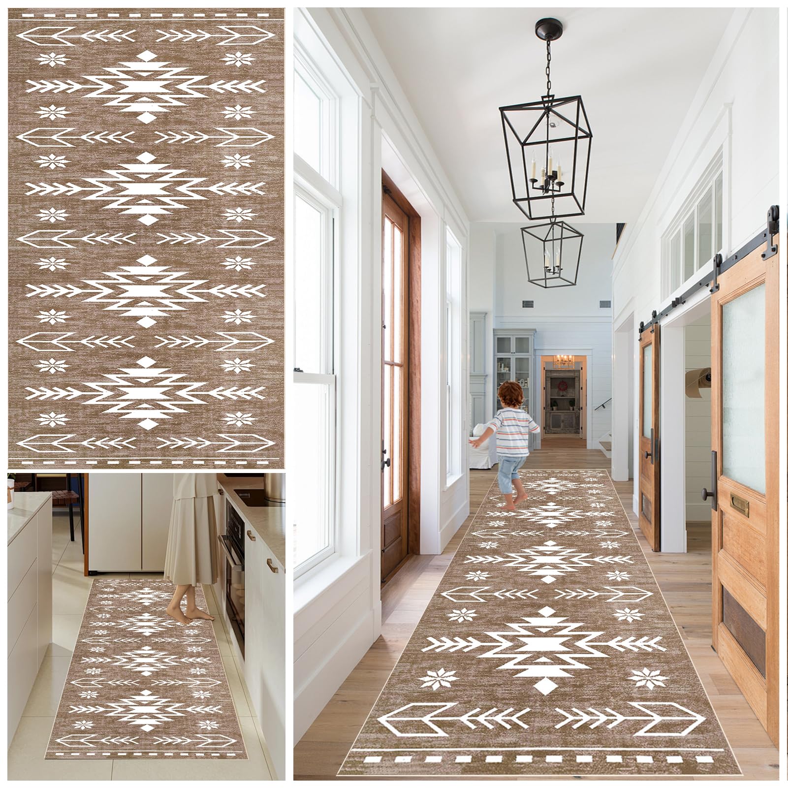 Carpet Runner for Hallways Narrow Rugs Heavy Duty Entrance Mat Long Hallway Runner Rug Washable Kitchen Rugs Floor Mat Non Slip Backing Area Rug for Stair Bedroom Bathroom Entryway 60 x 180 cm