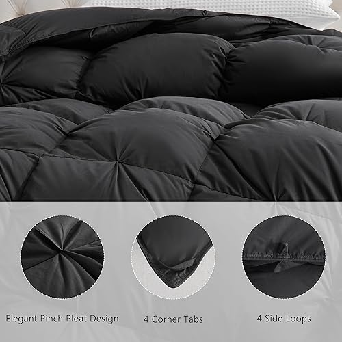 Miniatura 6 de Edredón de plumón de ganso tamaño matrimonialqueen, ultra suave y acogedor, relleno de edredón 100% algodón egipcio sin ruido, diseño de caja