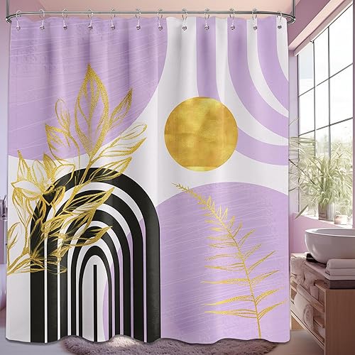 Miniatura 32 de Cortina de ducha moderna de mediados de siglo en blanco y negro, cortinas de ducha para hombre, juego de decoración de baño para hombres, patrón