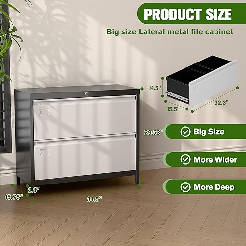 Vista 52 de Archivador móvil de 3 cajones con cerradura, archivador de metal debajo del escritorio para oficina, hogar, tamaño A4/legal/carta, totalmente Blanco