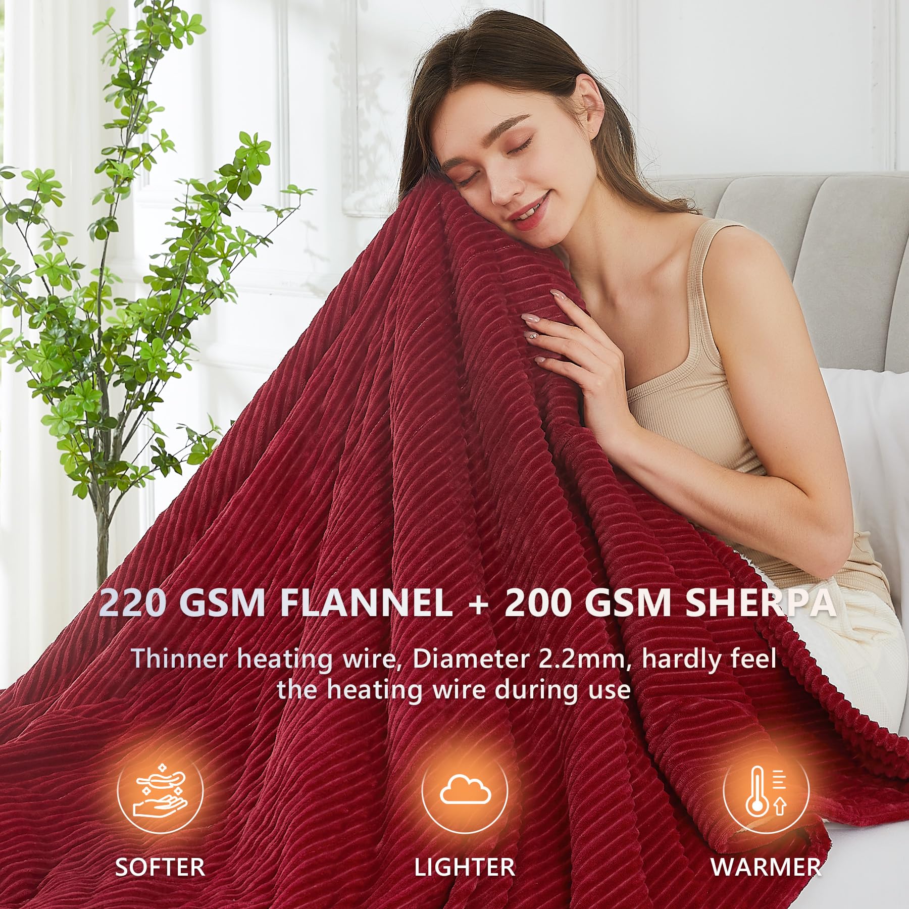 Homemate Heated Blanket Electric Throw 62"x84" Heating Blanket Throw