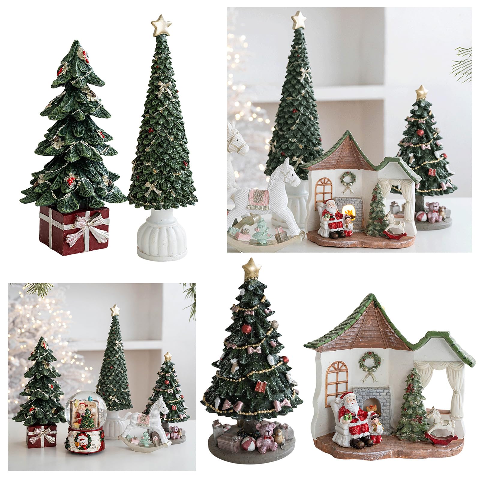 Estatua intrincada de resina para árbol de Navidad/casa, decoración de mesa, decoración pintada a mano, suministros de fiesta, decoración de escritorio de oficina