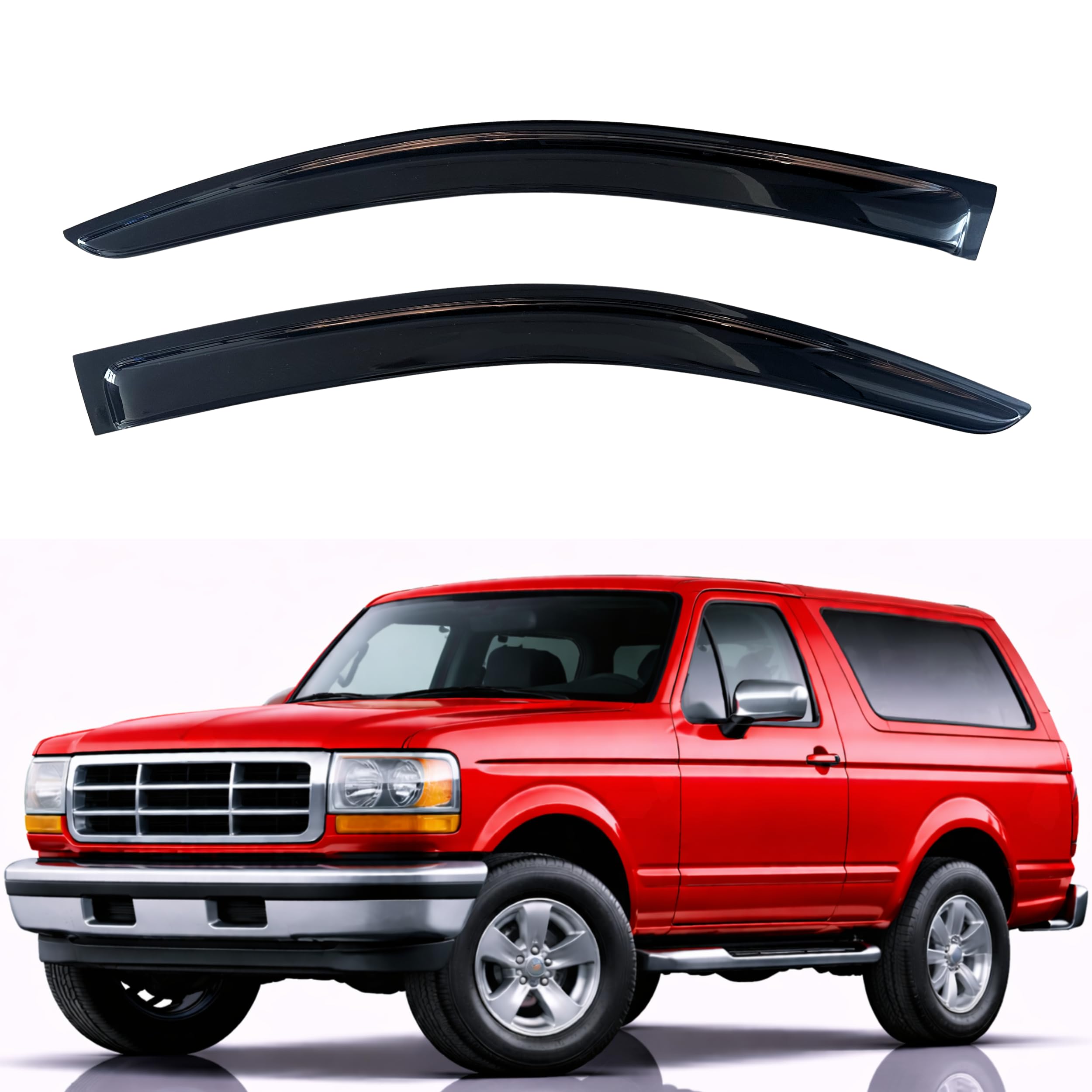 KPY Rain Guards Fit for 1980-1996 Ford Bronco, Out-Channel Window Visors Vent Wind Deflectors 2PC, Truck Accessories for 1980-1996 Ford F150 F250 F350