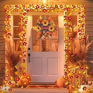 2 Pack Fall Decorations for Home Maple Leaf Lights Multicolored, Total 2...