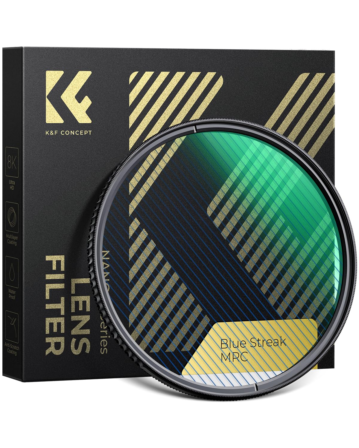 K&F CONCEPT Nano-Xcel Filtro Effetto Strisce Blu 82mm, Filtro di Effetti Streak Blue Anamorfico in Vetro Ottico con 28 Strati Nano Rivestimento