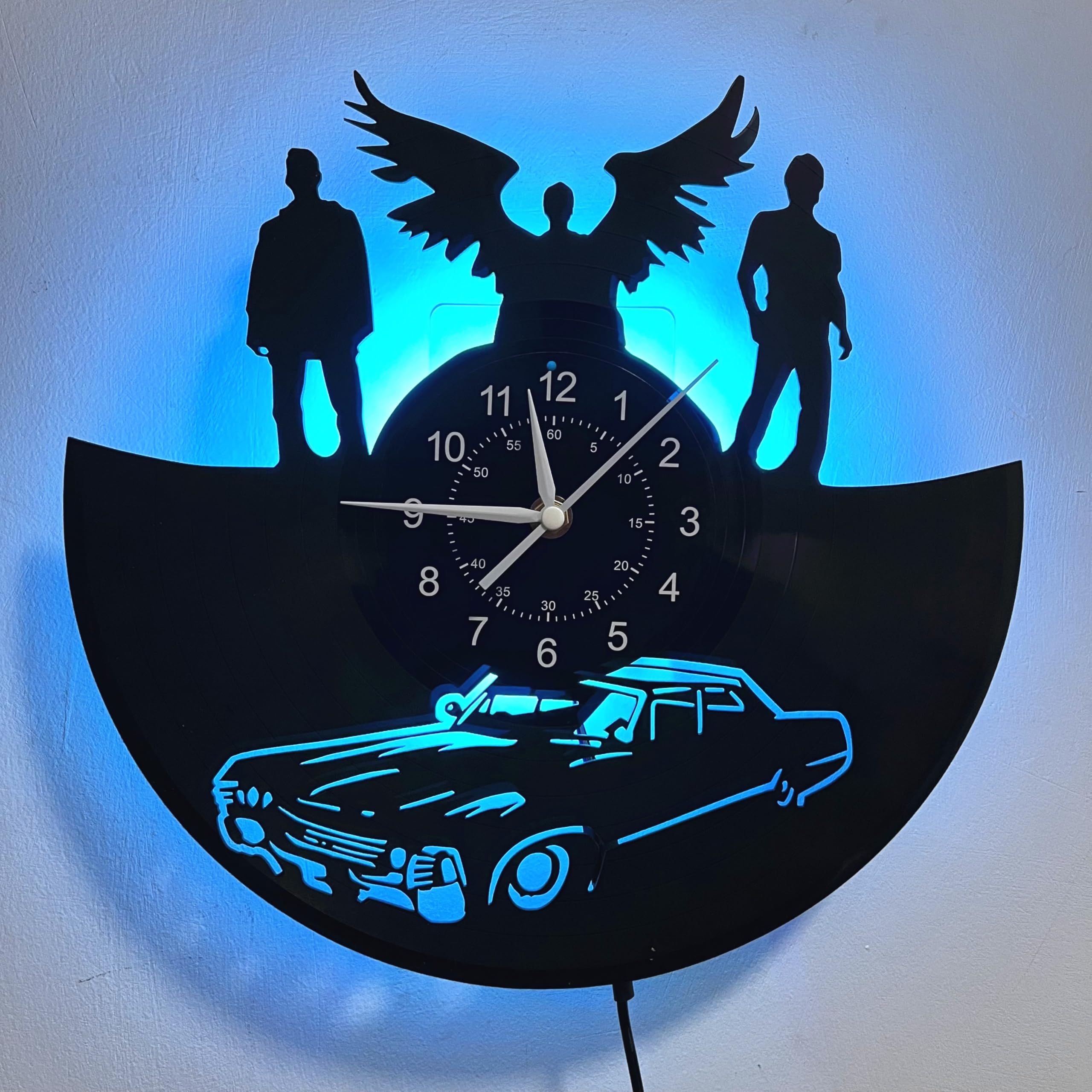 Reloj de pared de vinilo con diseño 3D sobrenatural, decoración de pared, decoración de habitación familiar, decoración de arte, regalo de diámetro