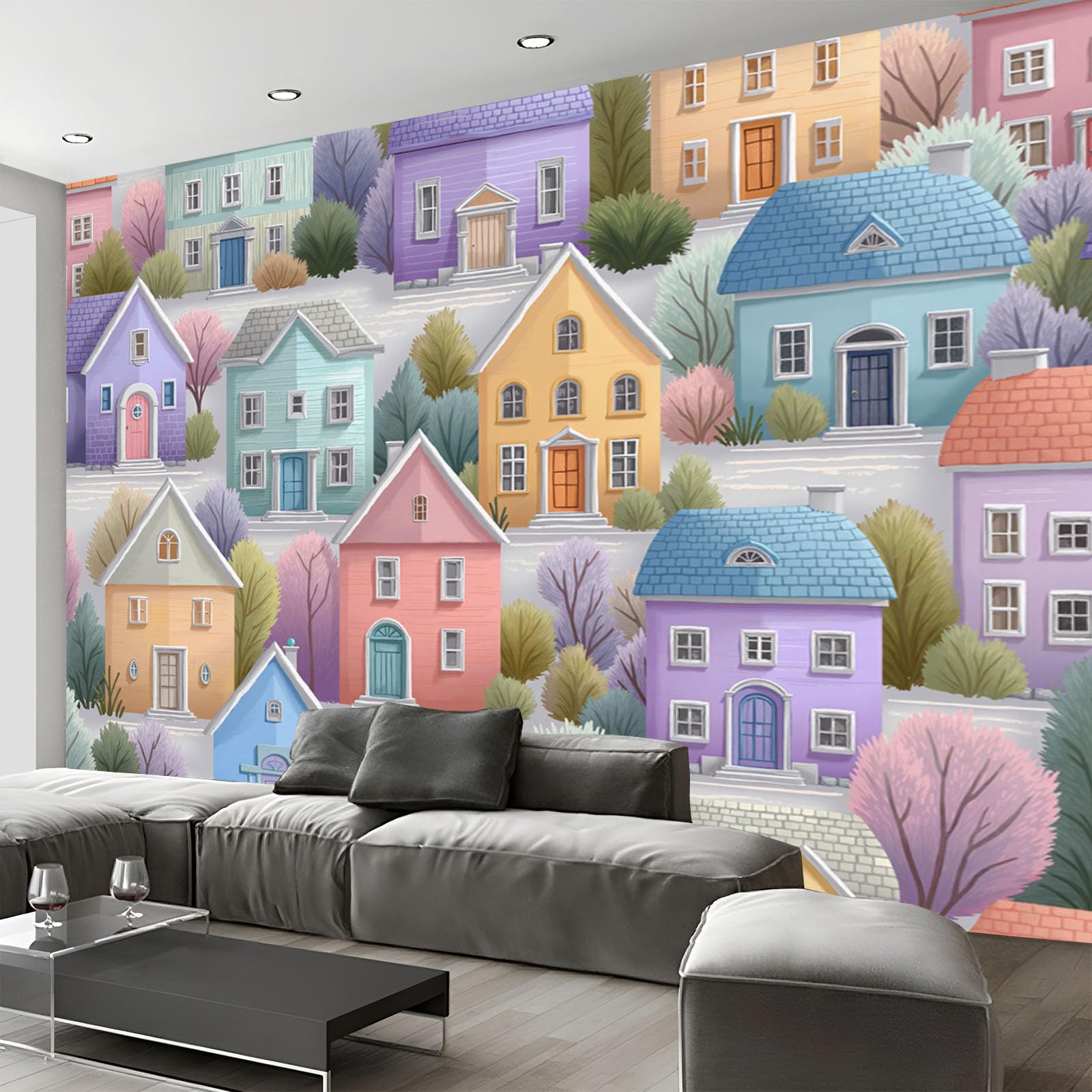 Papier peint panoramique forêt 3D effet visuel personnalisé