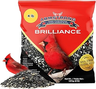 Armstrong Wild Bird Food Royal Jubilee Brilliance Blend, 4 Pounds - with Black Oil Sunflower, Safflower, Peanuts, Dried Raisins & Cherries for Northern Cardinals and Songbirds for Outside Feeders
