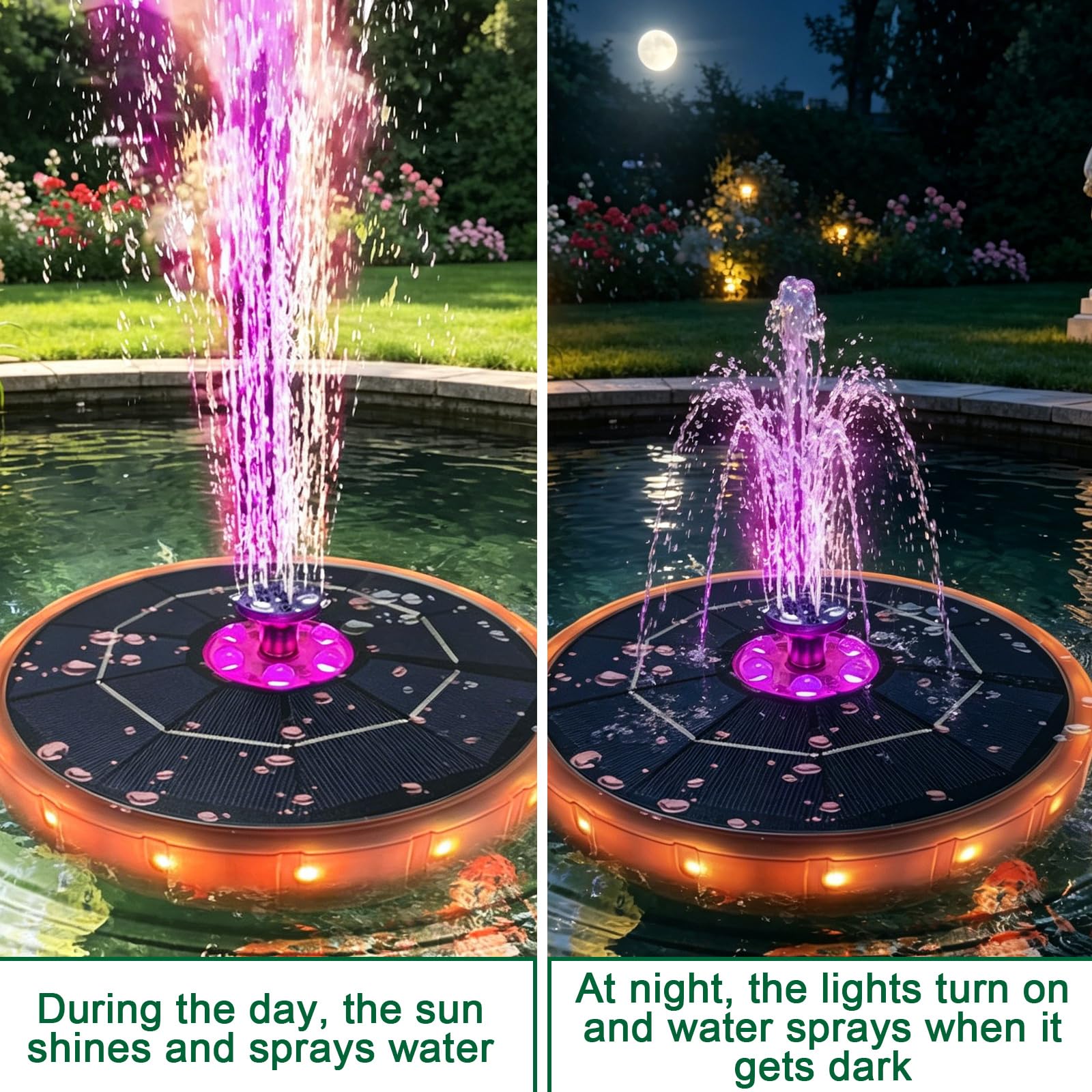 Fontana Solare LED 3.8W Pompa Ad Acqua Solare Diametro 180mm Multicolore