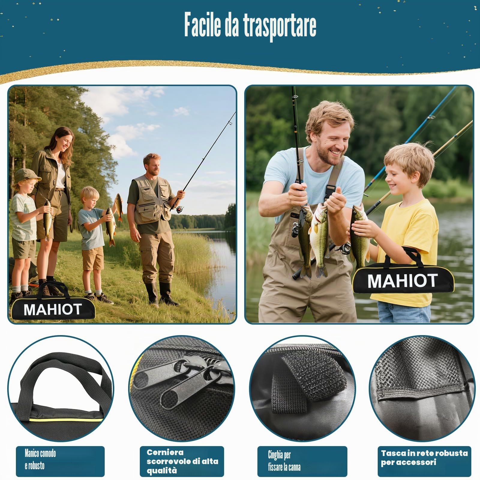 Kit completo di canna da pesca telescopica e mulinello, asta in metallo da 1,8 m con accessori per esche da pesca/borsa porta accessori, kit completo di canna da pesca girevole per acqua salata e