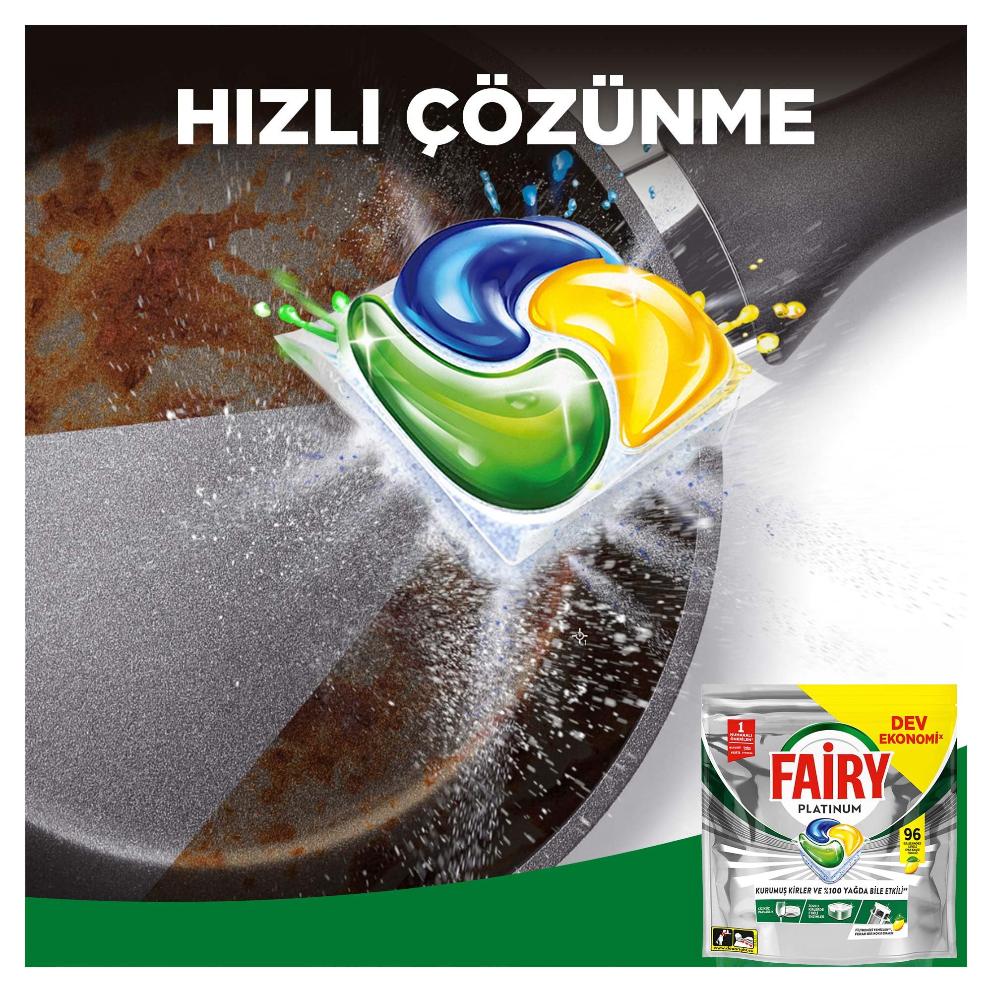 Fairy Platinum Bulaşık Makinesi Deterjanı Kapsülü/Tableti 96 Yıkama Limon Kokulu