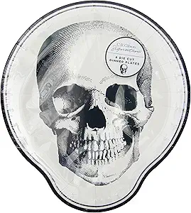 C.R. Gibson Apothecary Halloween Dinner Plates, Die-Cut Skull, 8 Count (TW12-25510)