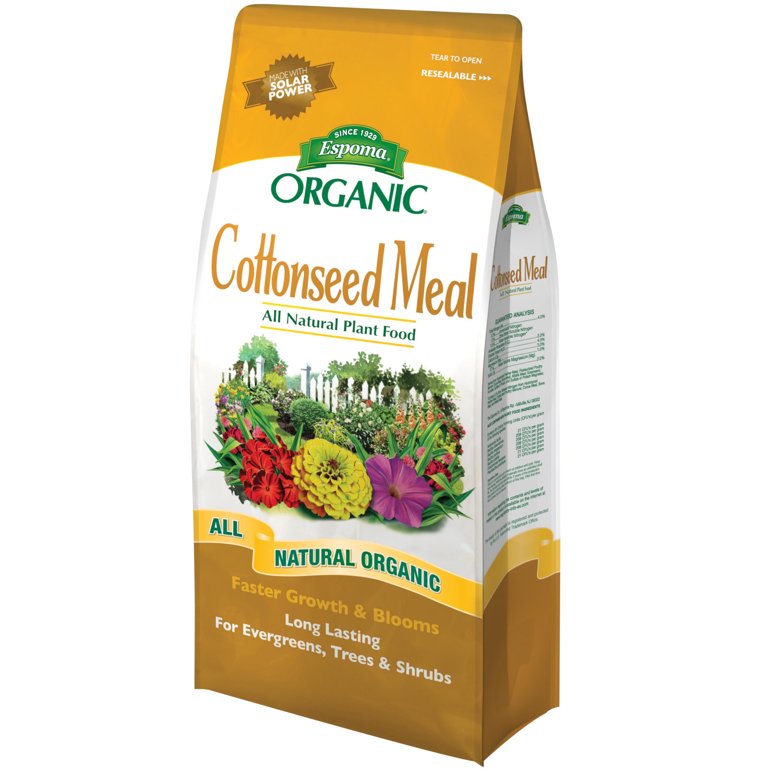 Espoma Organic Cottonseed Meal; All-Natural Plant Food That Provides All Three Major Plant nutrients.Promotes Optimum Growth, Flowering, and Deeper Green Color. 3.5 lb.Bag. Pack of One