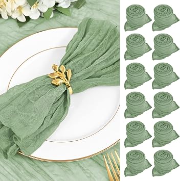 YMHPRIDE 30 Packs Gauze Napkin Cheesecloth Napkin, Hand Dyed Cotton Square 50cm Wrinkled Napkin Cheesecloth Napkin-Sage Green, 20 inch