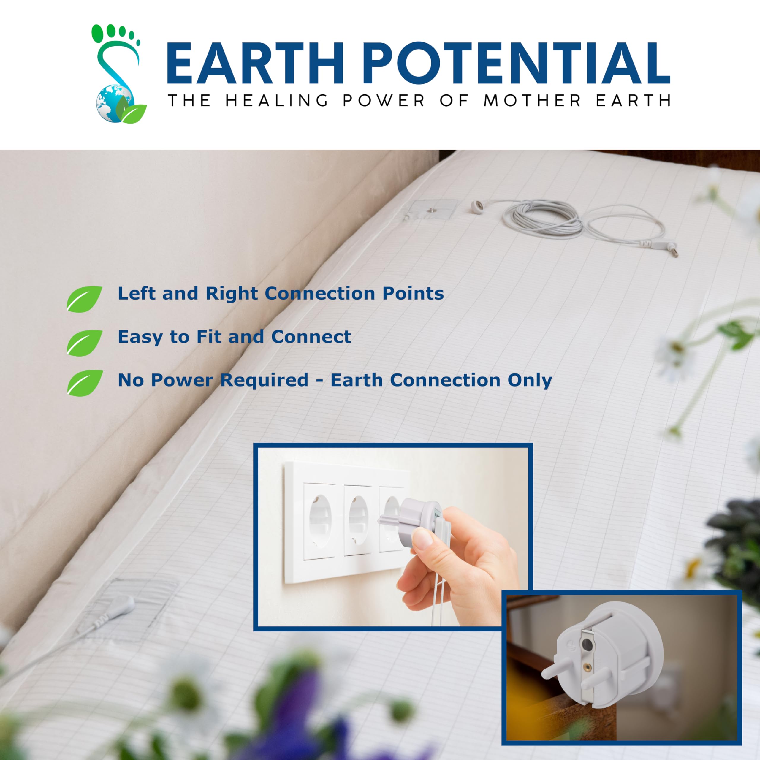 Earth Grounding - Lenzuolo Con Angoli Per Letto Matrimoniale, Con 12