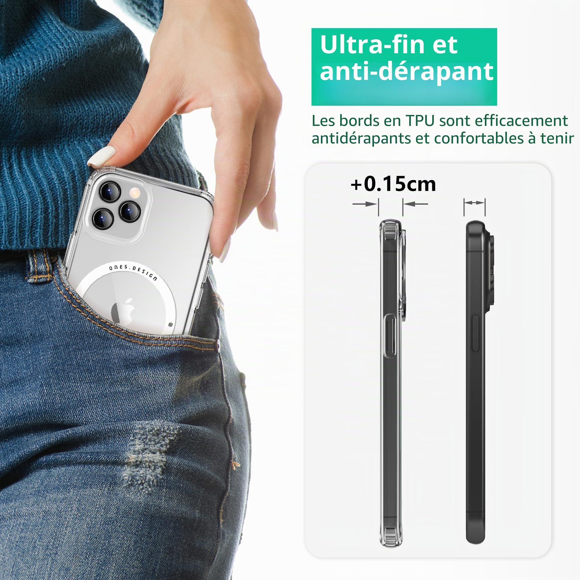 Ones Coque pour iPhone 11 Pro Max Transparente, Compatible MagSafe, Protection Antichoc de qualité Militaire, résistante aux Rayures et aux Chocs, Fine et magnétique Case pour iPhone 11 Pro Max