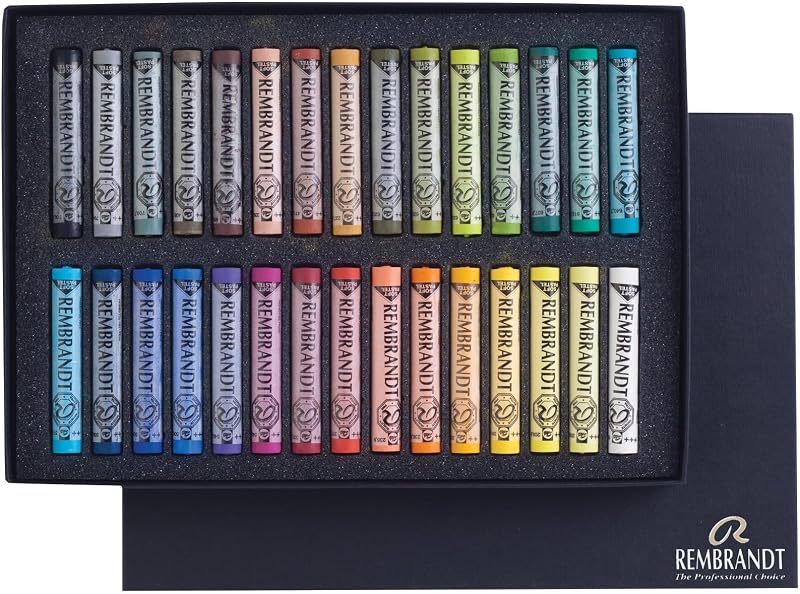 Juego de pasteles suaves Rembrandt, 30 piezas | Pasteles suaves con alta concentración de pigmento y color resistente a la luz, medio de arte seco profesional