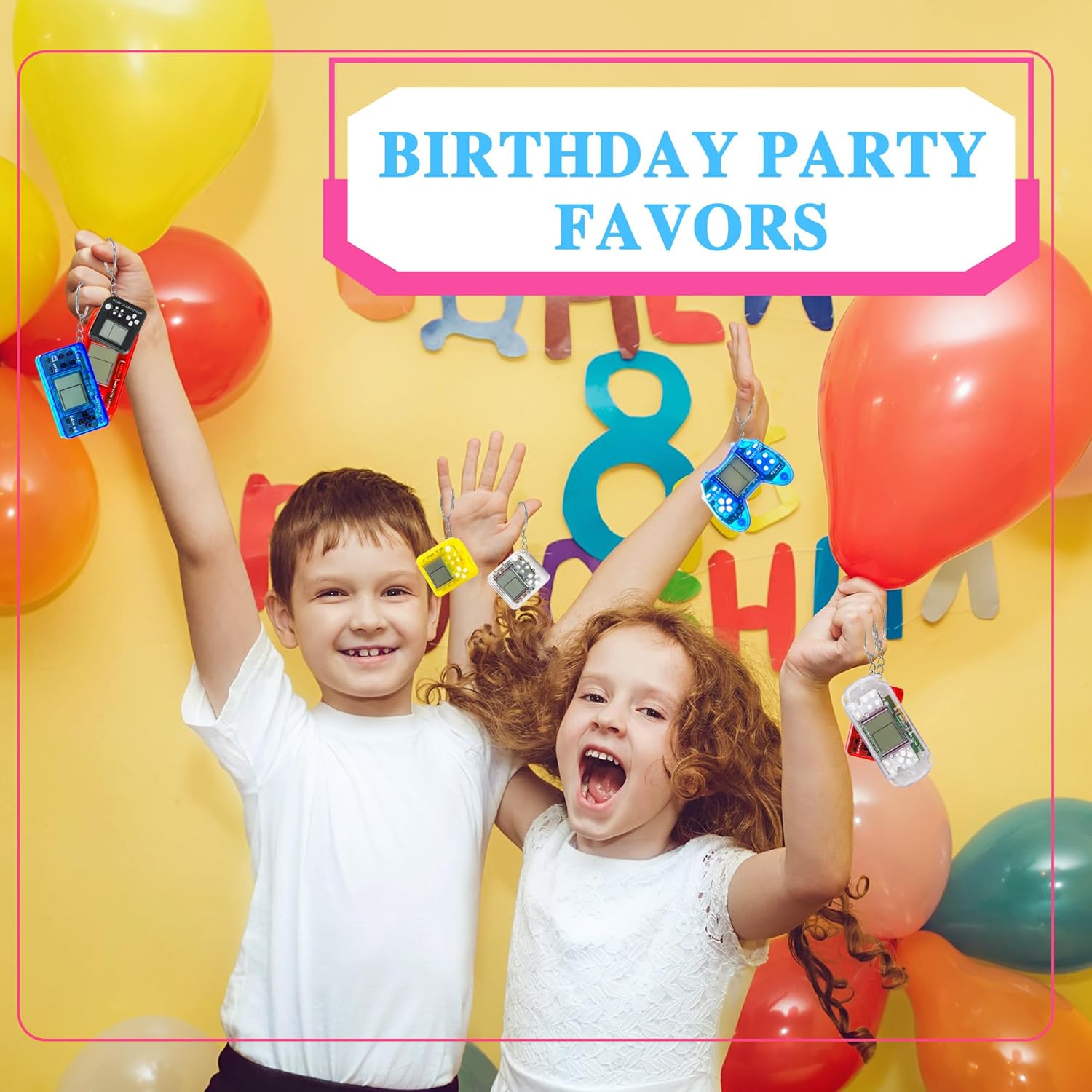 48 Pack Mini Video Game Party Favors Video Game Keychain Handheld Video Game Key Chain for Kids Goddie Bag Fillers