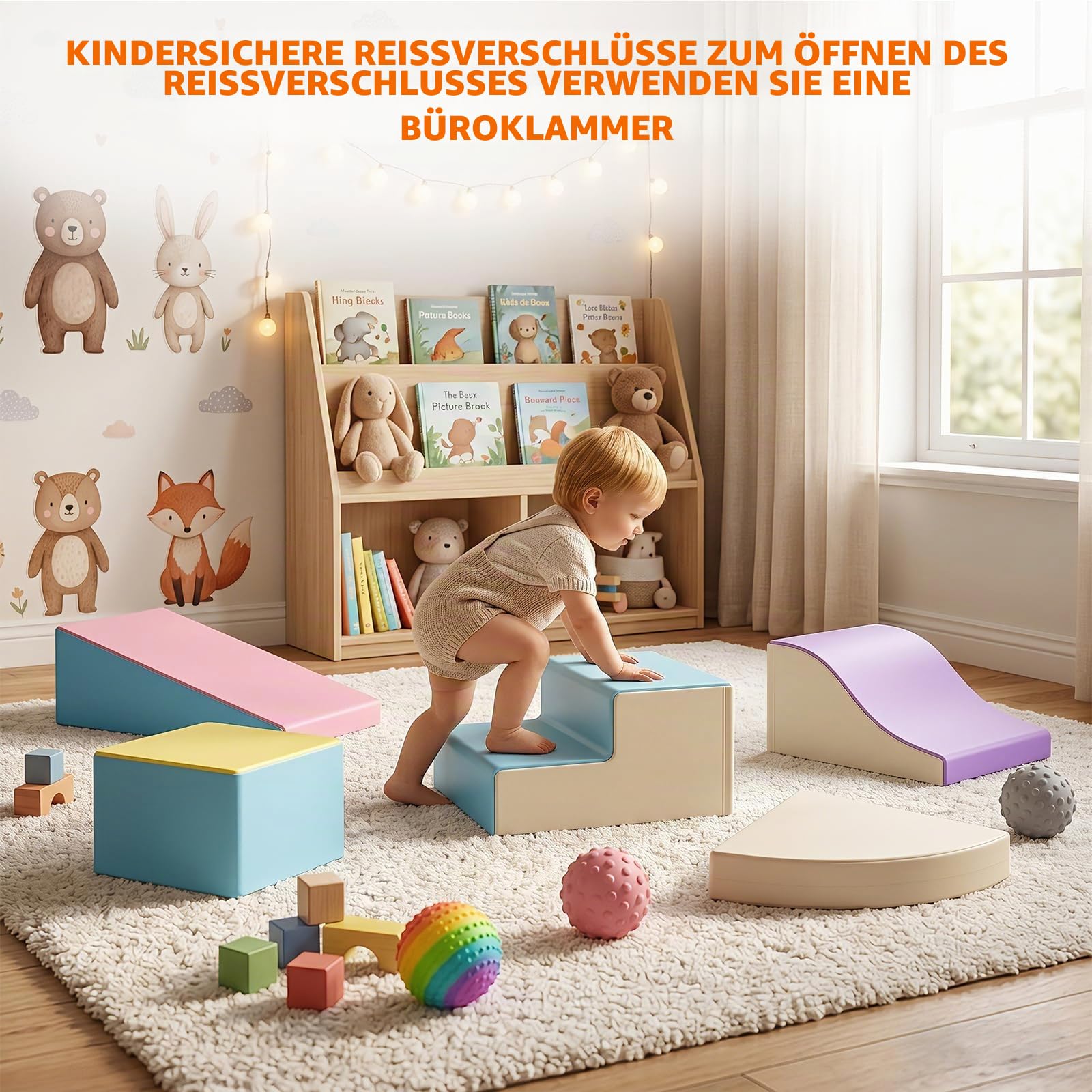 Softbausteine 6er-Set Schaumstoff Bausteine Riesenbausteine Bauklötze Bauspielzeug Schaumstoffblöcke für 1-3 Jahre alt Kinder Kunstleder EPE(JM3241)