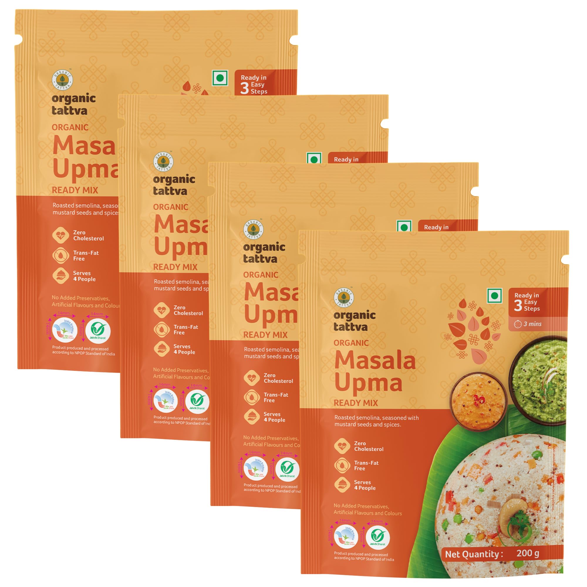 Organic Tattva, Organic Masala Upma Instant Ready Mix 800 Gram | Healthy Breakfast Mix, NO Cholesterol, NO Trans Fat | Rich in Fiber and Protein | Ready in 5 Easy Steps-picture-24
