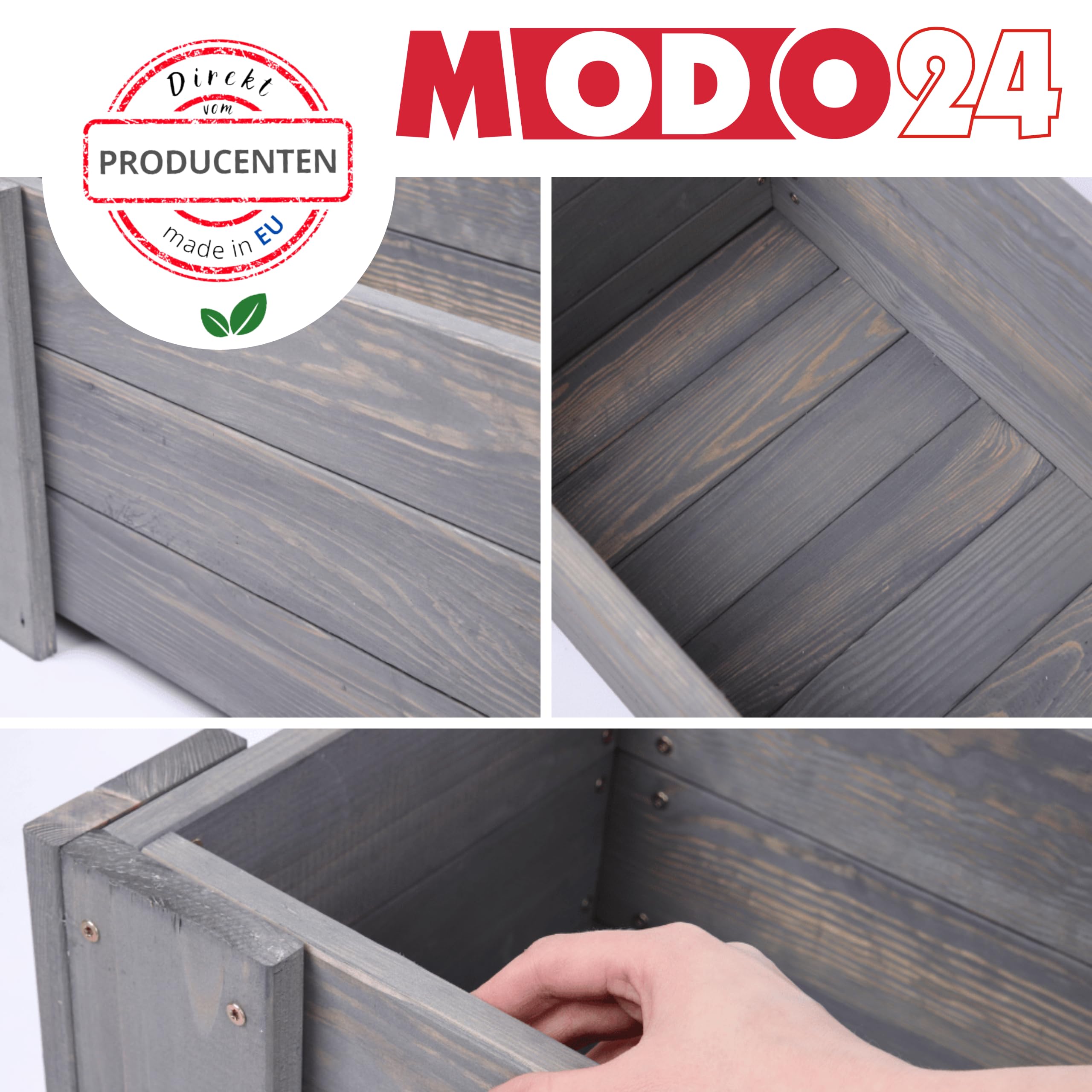 Pflanzkübel aus Holz, Hochbeet mit Schutzfolie, Kiefernholz Pflanzkasten Blumenkasten für Outdoor Garten Terrasse Balkon, Wetterfest, Stabil & Dekorativ, 30x137x33 cm Farbe: Grau imprägniert
