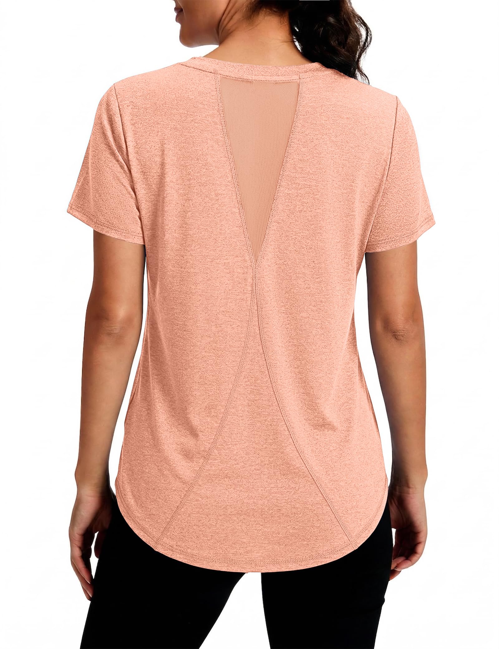 Gyabnw Damen UV Shirt UPF 50+ Sportshirt Kurzarm Atmungsaktives Funktionsshirt mit Mesh Rücken Schnelltrocknendes Laufshirt