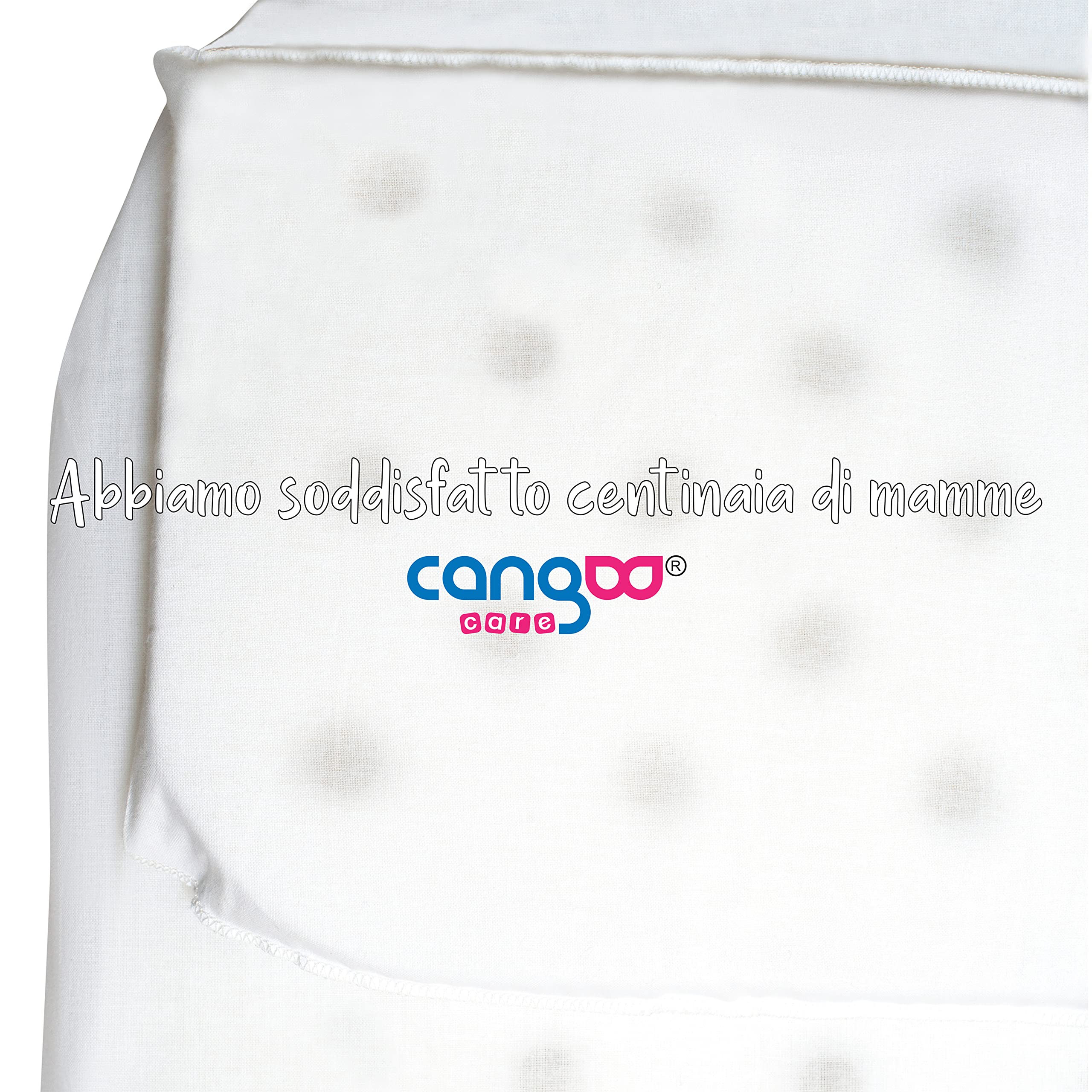 CANGOO CARE Completo Materasso E Cuscino Per Carrozzina, Navicella, Fori Di Sicurezza Traspiranti, Federa In Cotone 100%, Sanitizzato, Anallergico, Antibatterico, Sfoderabile, 72x33x4, Made In Italy