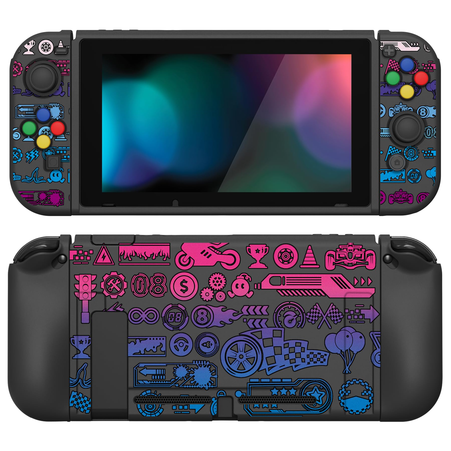 playvital ZealProtect Soft Protective Case for Nintendo Switch, Flexible Cover Protector for Switch with Tempered Glass Screen Protector & Thumb Grips & ABXY Direction Button Caps - Donut Odyssey — view 13