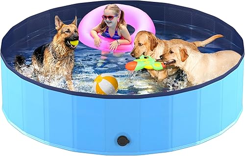 Niubya Piscina plegable, piscina plegable de plástico duro, bañera portátil para mascotas, perros y gatos, piscina para mascotas para interiores y