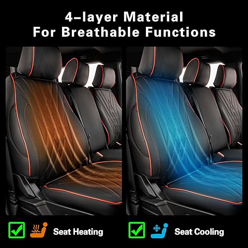 Vista 16 de EKR Juego completo de fundas de asiento F150 para Ford F150 XL/XLT 2015-2020 y (CrewCab) 2017-2022 F250/F350/F450 SuperDuty XL/XLT (Negro)