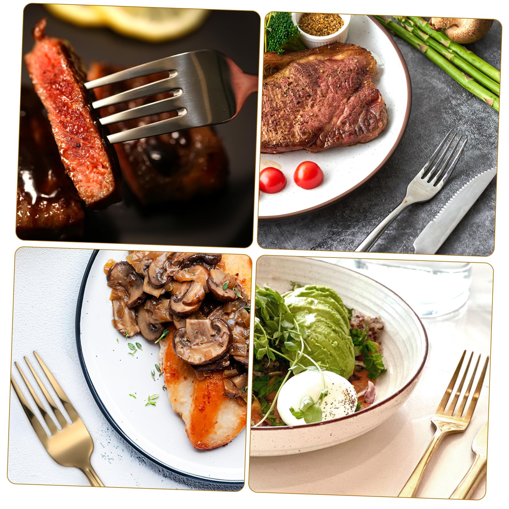 PRETYZOOM Set Posate da Bistecca in Acciaio Inossidabile, 2 Set da 5 Pezzi, Impugnatura Comoda, per Taglio Facile della Carne a Tavola