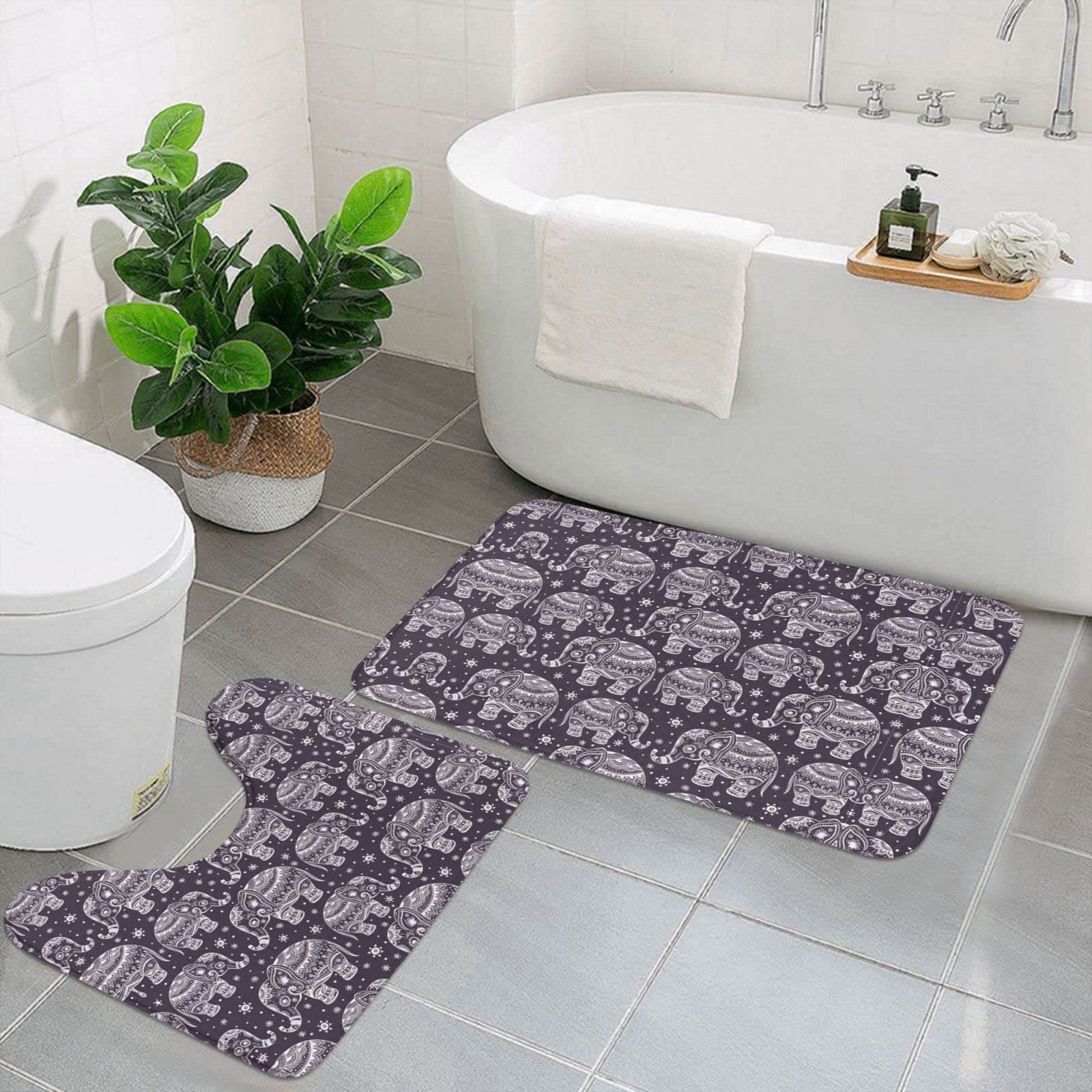 Tapis de salle de bain antidérapant anti-glissade pour douche et WC en U