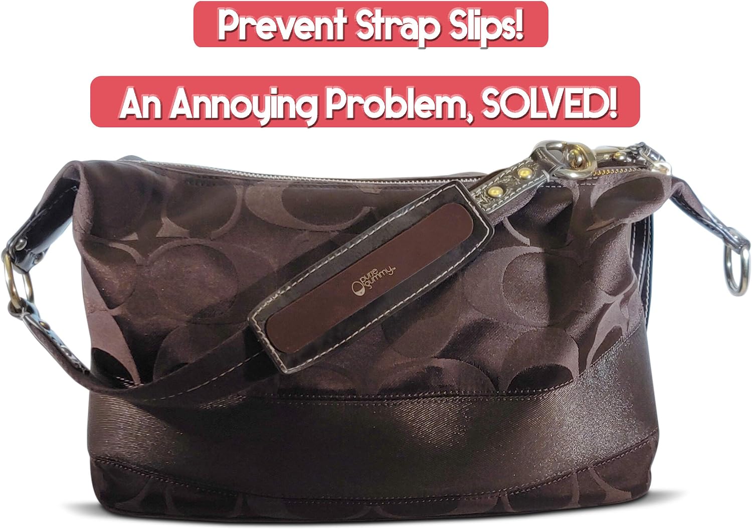 Purse Gummy - Stop Strap Slips - the ORIGINAL Non Slip Grip Strip Pad for Handbag Strap as seen on Today Show - Shoulder Bag, Tote bag, Cushion Accessory - SET of 6 PIECES