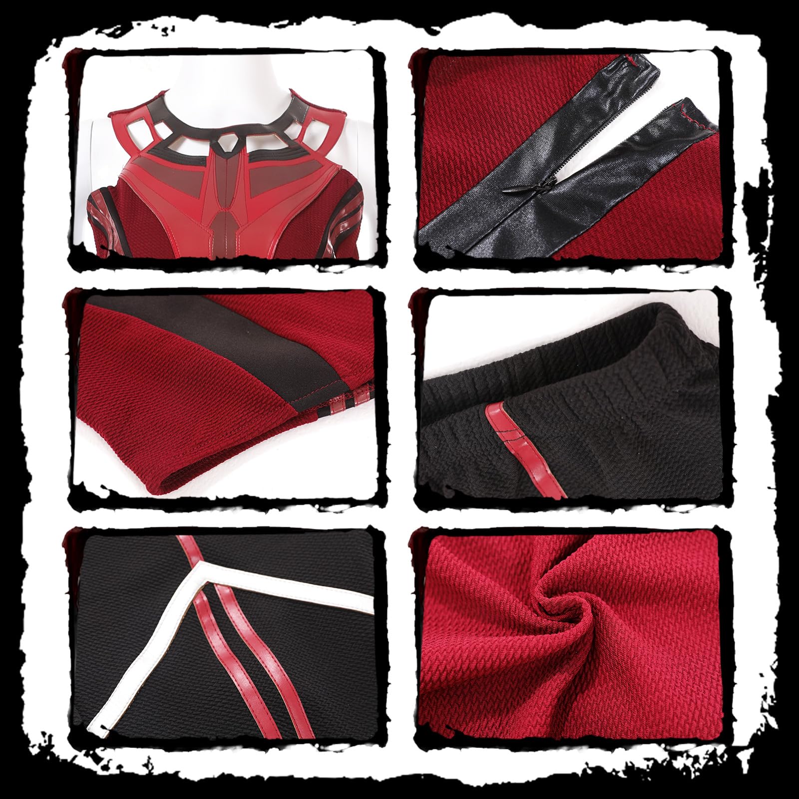 Costume da donna Scarlet Witch Wanda Maximoff con cappotto, giacca, pantaloni, tuta, copricapo, Halloween, cosplay, carnevale
