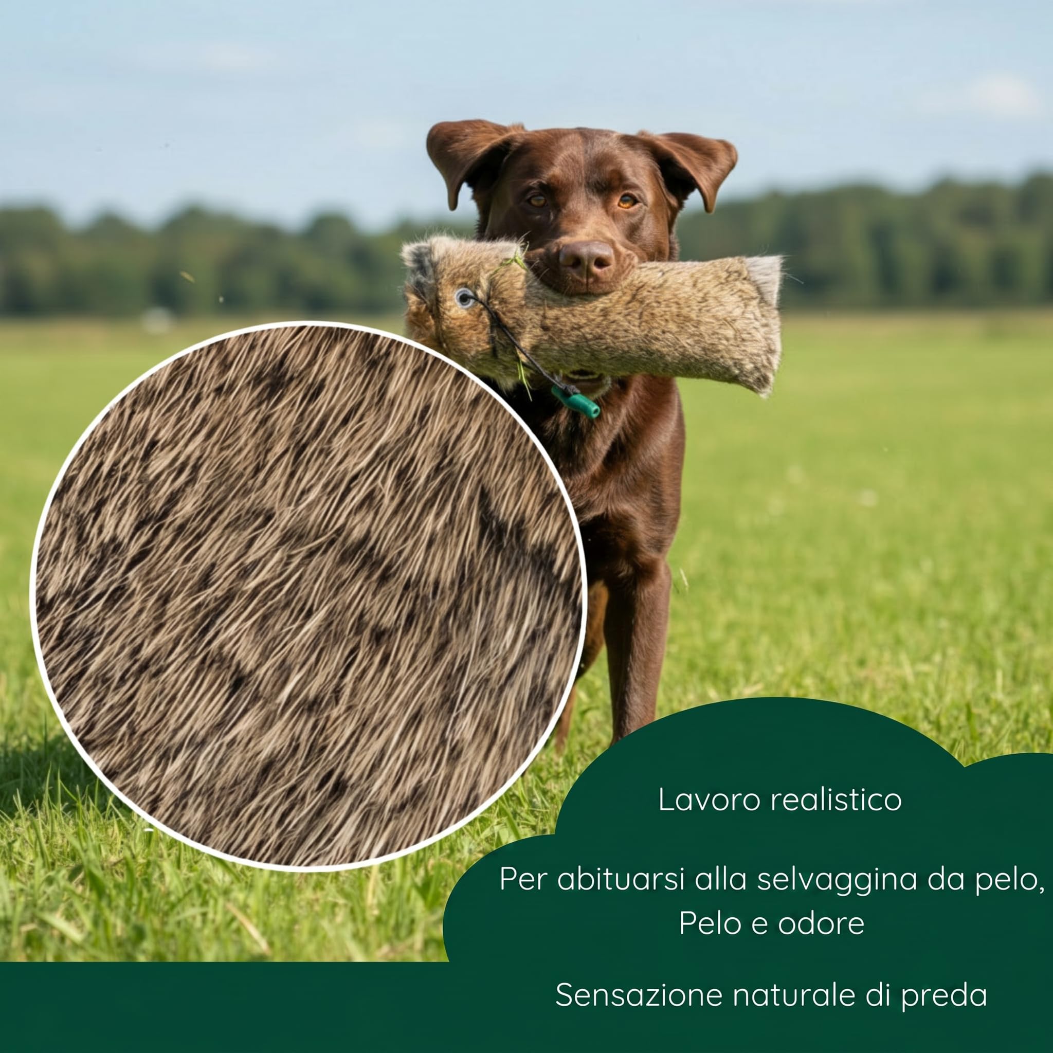 Giocattolo da riporto con pelliccia di coniglio, circa 500 g, per l'allenamento generale di cani e specifico di cani da riporto