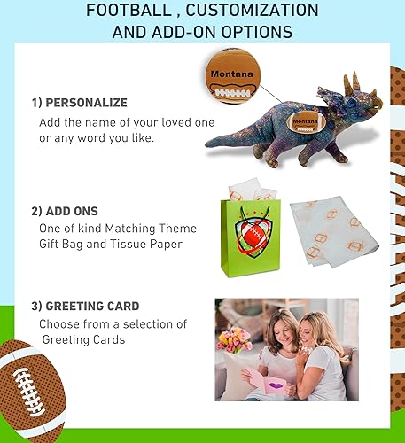 Miniatura 2 de DolliBu Wild Collection Triceratops - Animal de peluche de dinosaurio con peluche de fútbol, regalo de peluche suave, lindo dinosaurio para niños,