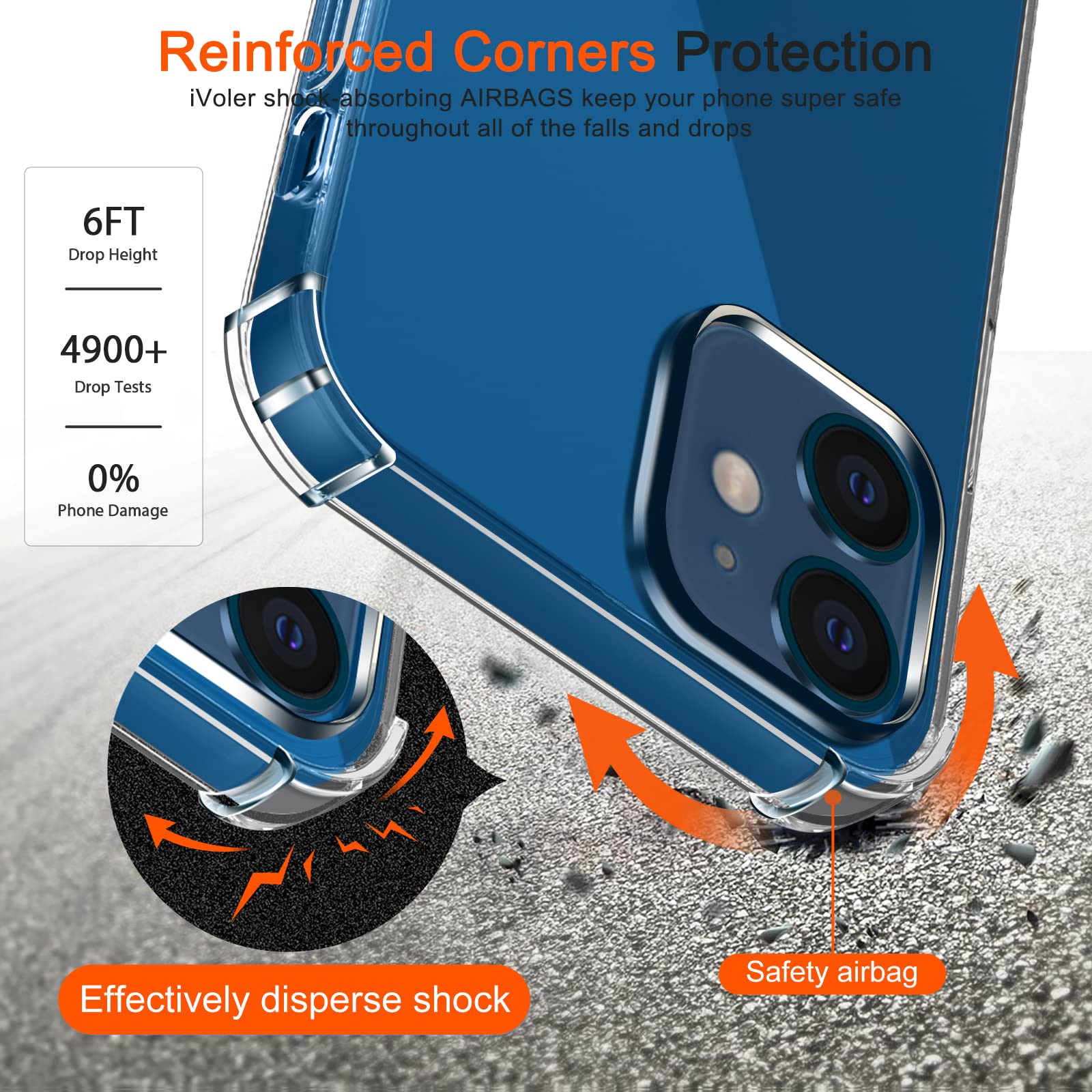 Coque IVoler Anti-jaunissement Pour IPhone 12 Pro / 12 (6,1'') - Transparente, Certification Militaire Antichoc, Fine