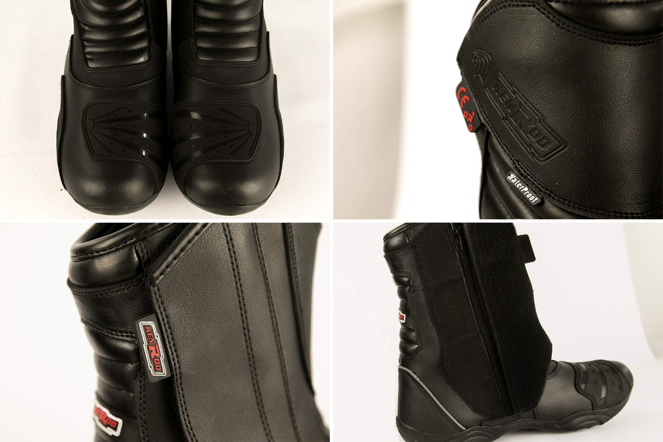 Zerimar Motorrad Lederstiefel - Stiefel Motorrad Leder - MotorradSchuhe Leder - Motorradstiefel - Motorradstiefel mit Schutz