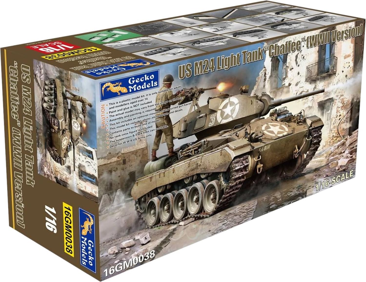 Amazon | ゲッコーモデル 1/16 アメリカ WW2 M24 チャーフィー 軽戦車