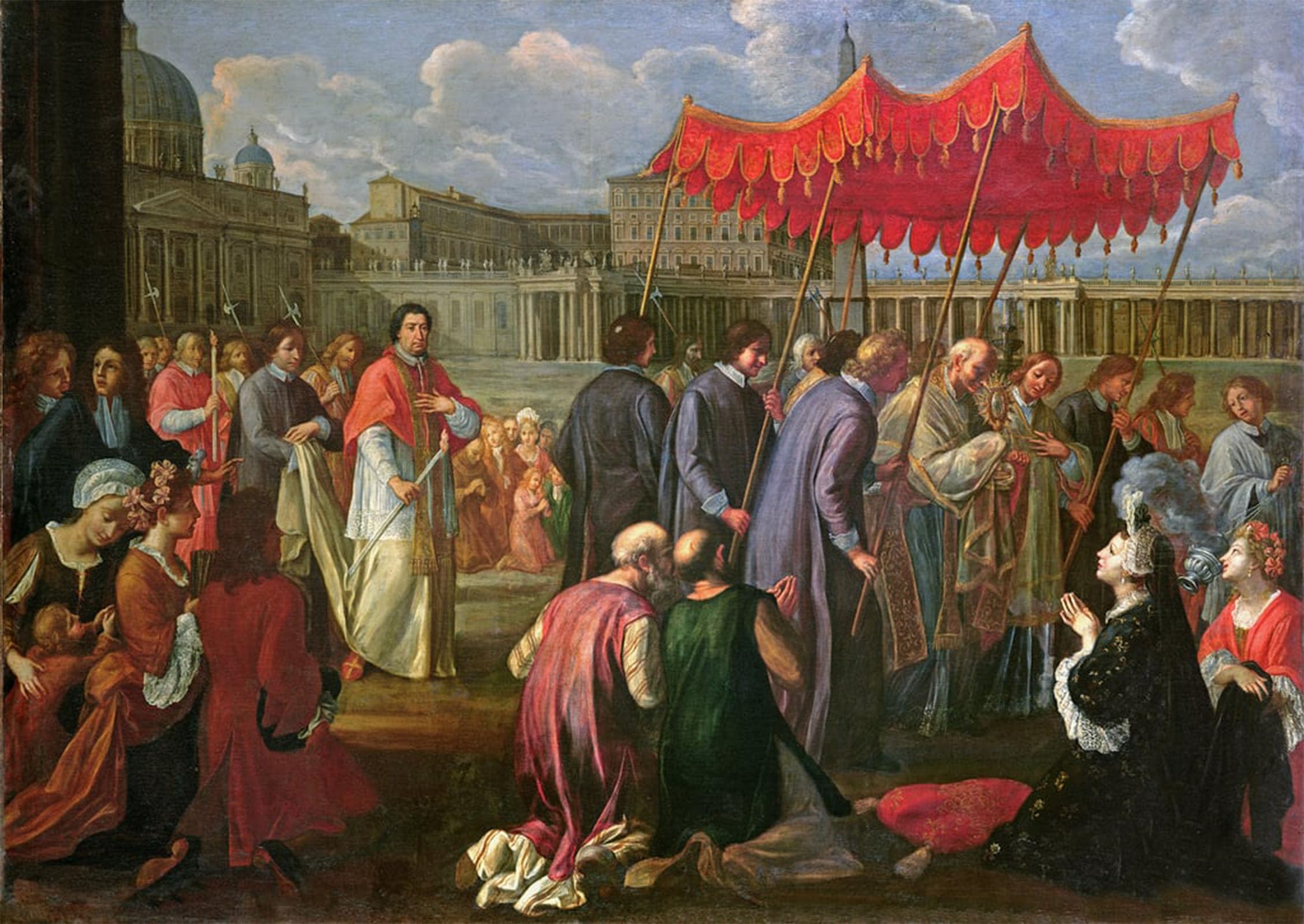 ARTXLXXBN Famous Painting Canvas Artwork Graffiti Print Pope Clement Xi in a Procession in St. Peter's Square by Pier Leone Ghezzi Portrait Canvas Image for Home Decor 60x90cm