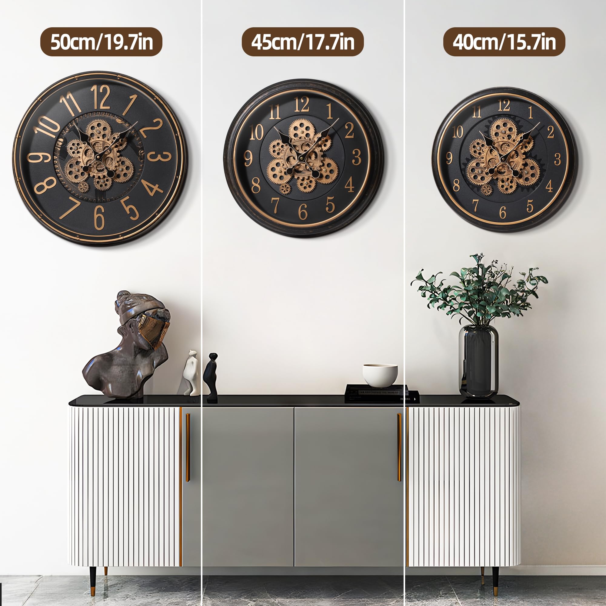 Industriële Vintage Retro Wandklok Van Hout Met Stil Uurwerk Met Getallen Zilver 45 Cm