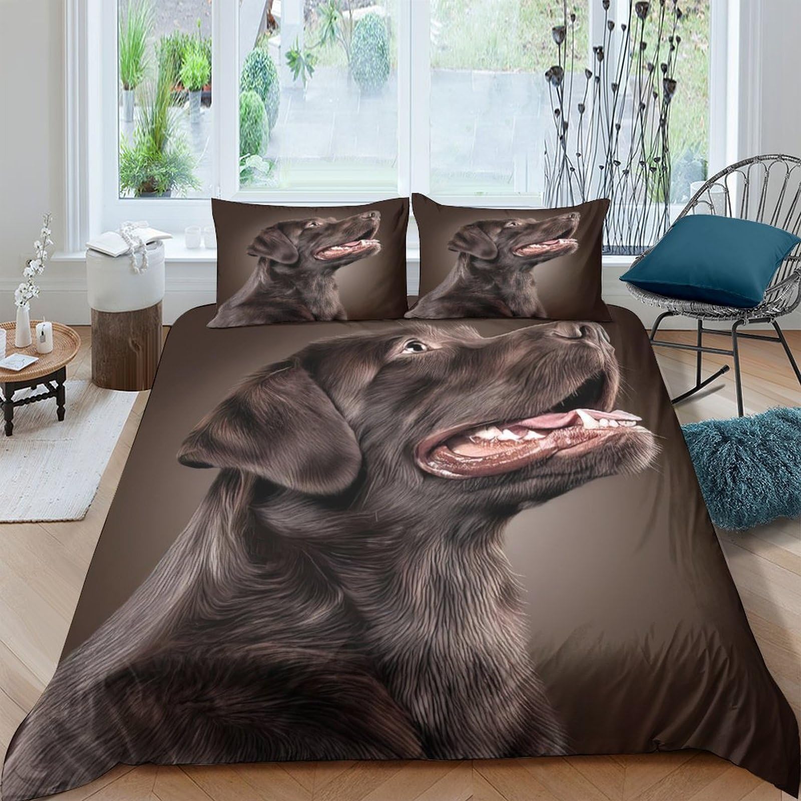Ctjqhvkz Style-6 3D Printed Black Labrador Fitted Sheet Microfiber Soft Breathable Dog Portrait Mattress Cover For Bedroom Dorm Bed Decor Single（135X200cm）