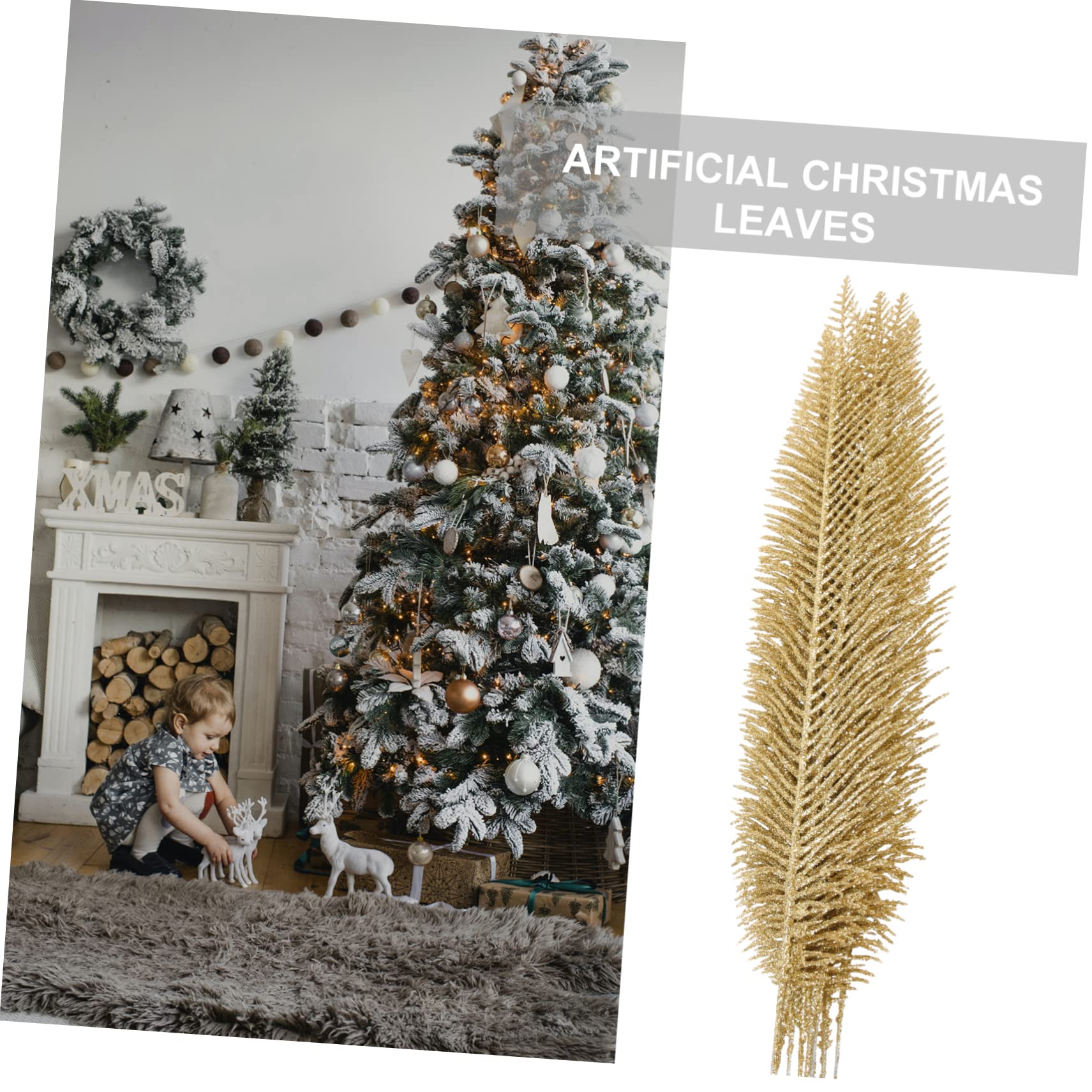 Ciieeo 40 Pz Lama in Polvere D'oro Foglie Finte Ramo Di Foglie Di Natale Foglie Di Natale Artificiali Plettri Natalizi Glitterati Abbellimenti Floreali Decorazioni Natalizie Plastica